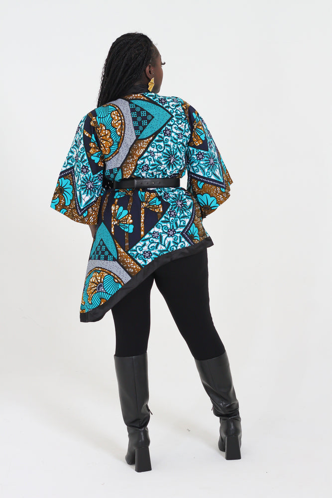 MERCY AFRICAN PRINT ANKARA ASYMMETRIC KIMONO JACKET - DESIRE1709