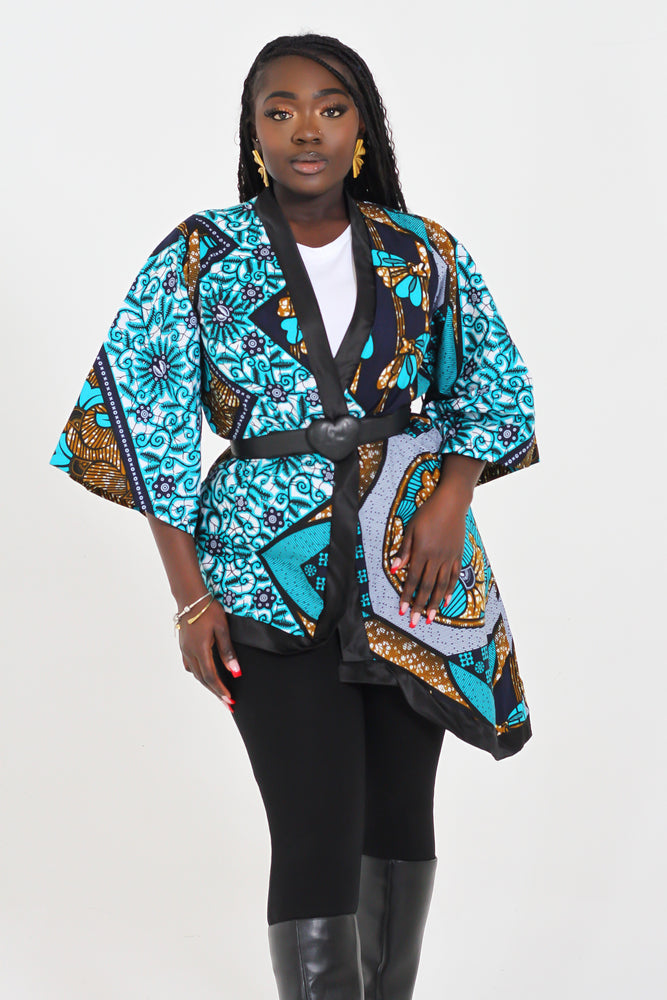 MERCY AFRICAN PRINT ANKARA ASYMMETRIC KIMONO JACKET - DESIRE1709