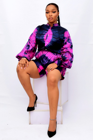 
                
                    Load image into Gallery viewer, OLAMIDE AFRICAN PRINT SILK ADIRE CO-ORD SET - DESIRE1709
                
            