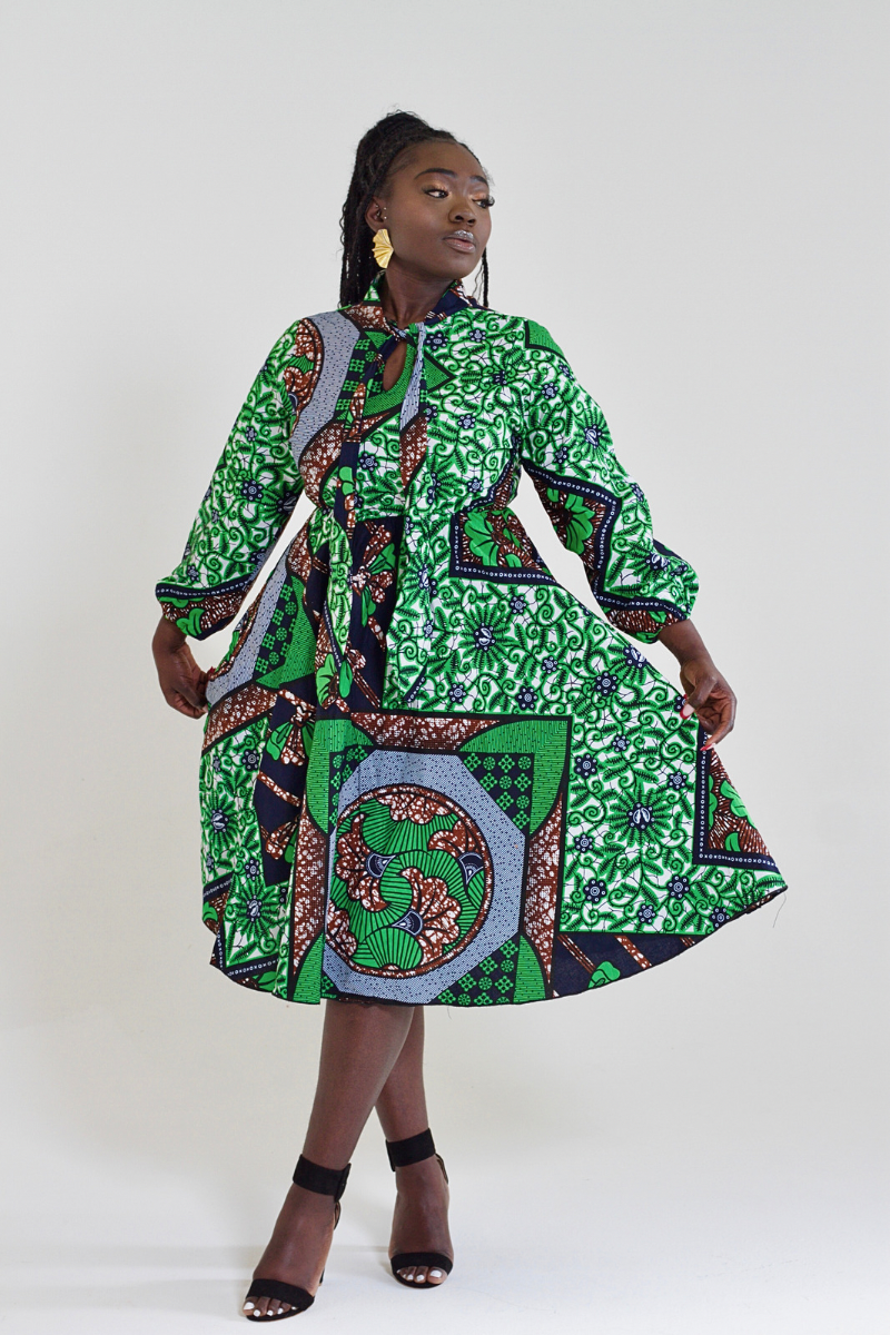 LABAKE AFRICAN PRINT ANKARA MIDI SKATER DRESS DESIRE1709