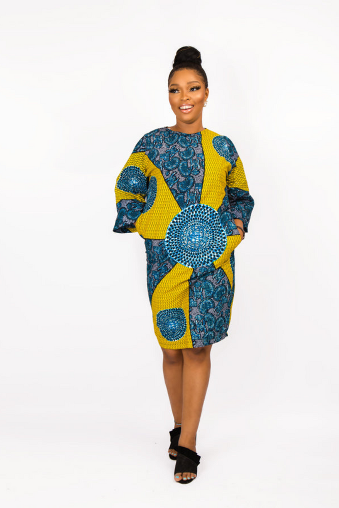 LILIAN AFRICAN PRINT ANKARA SHIFT DRESS - DESIRE1709