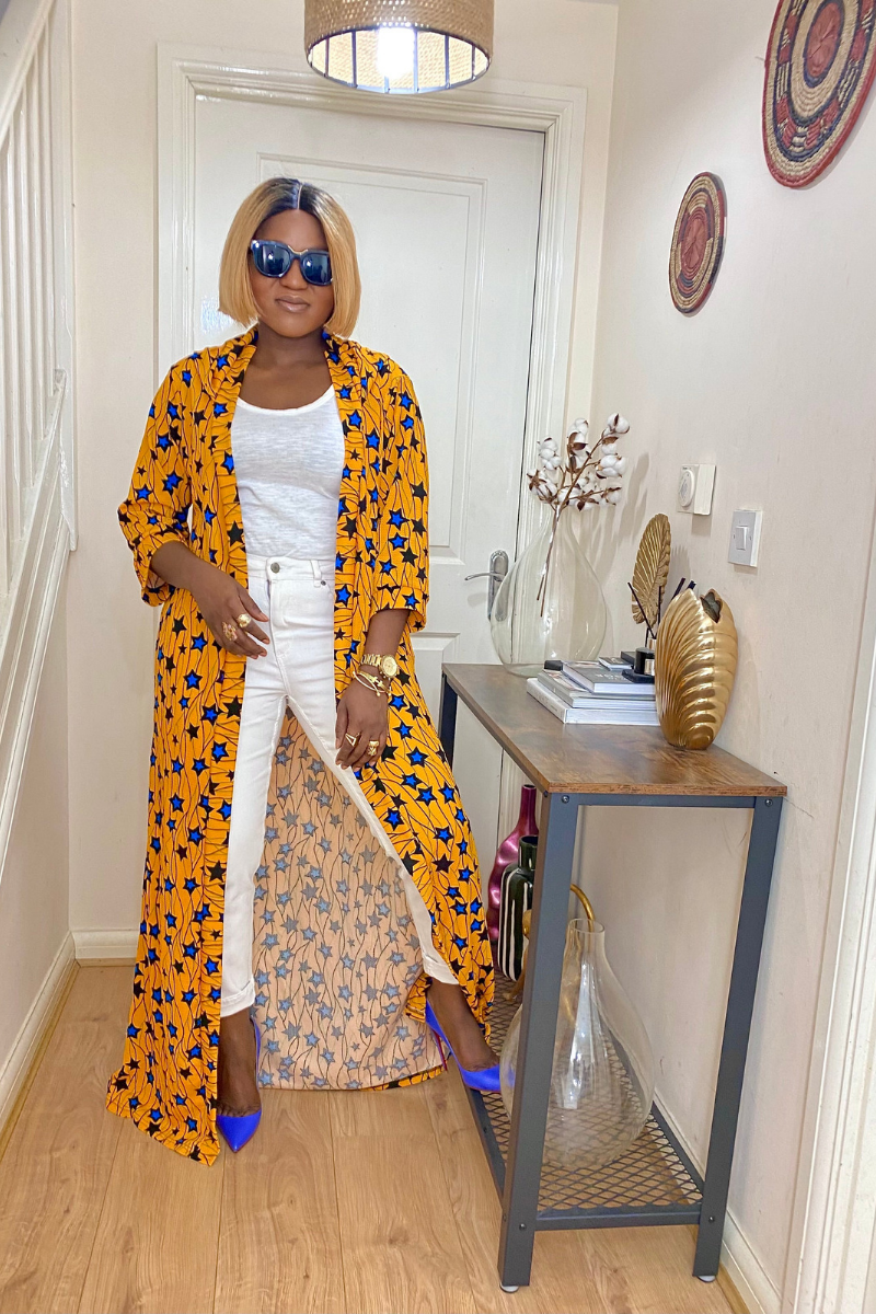 DESTA AFRICAN STAR PRINT HOODED KIMONO JACKET - DESIRE1709