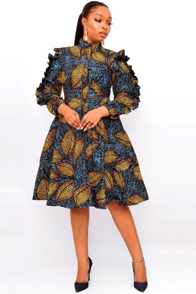 
                
                    Load image into Gallery viewer, IVIE AFRICAN PRINT SKATER DRESS - DESIRE1709
                
            