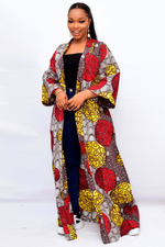 KACHI AFRICAN PRINT BELL SLEEVE KIMONO WITH BELT