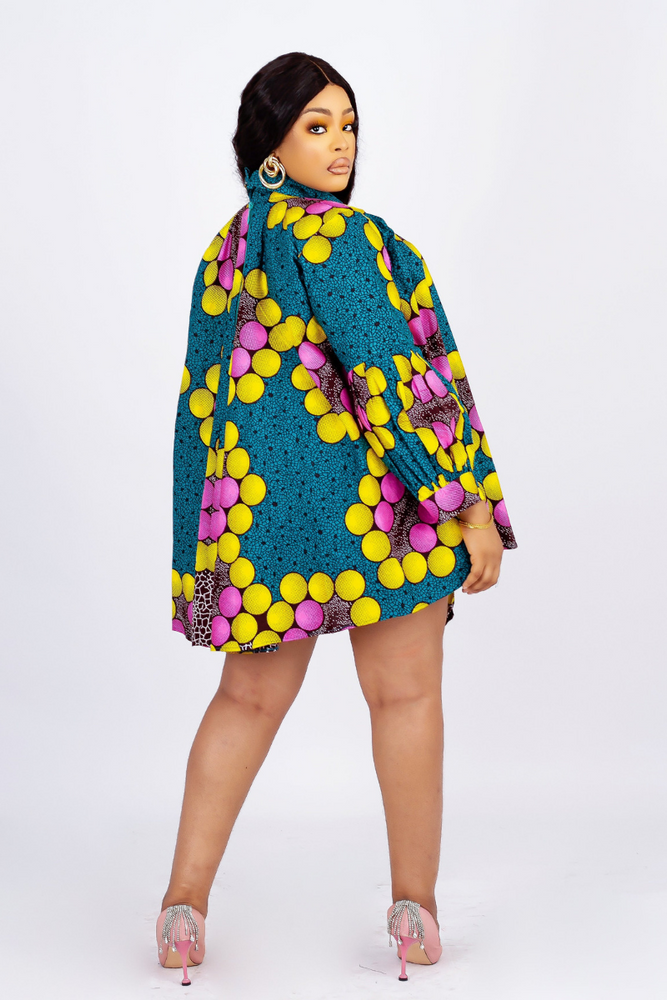 TENI TIE NECK FLARED DRESS - DESIRE1709