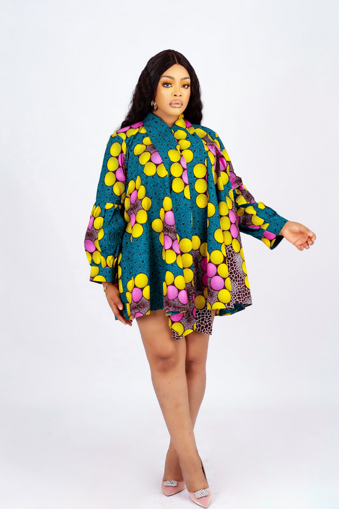 TENI TIE NECK FLARED DRESS - DESIRE1709