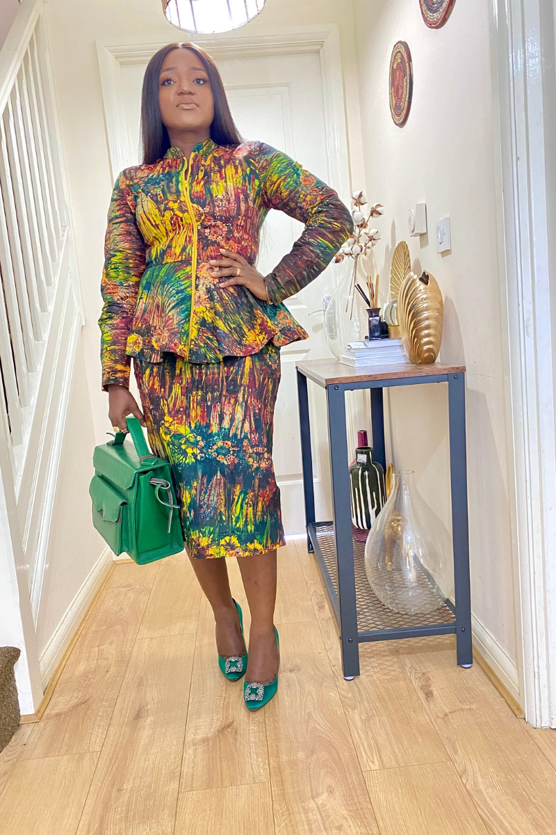 Peplum top top and skirt set