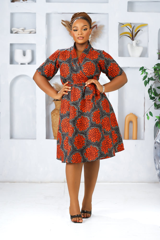 IFE AFRICAN PRINT WRAP DRESS (Orange) – DESIRE1709 IFE AFRICAN PRINT WRAP DRESS (Orange) – DESIRE1709