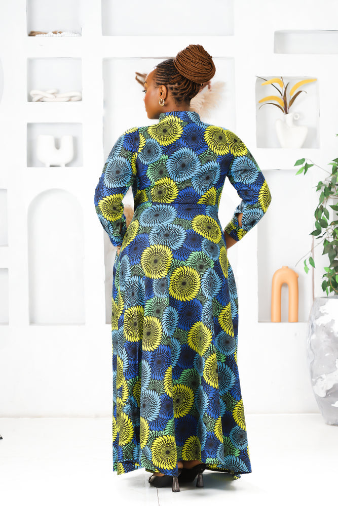 AYABA AFRICAN PRINT MAXI DRESS (Circles)