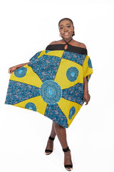 NABILA AFRICAN PRINT ANKARA OFF SHOULDER DRESS - DESIRE1709