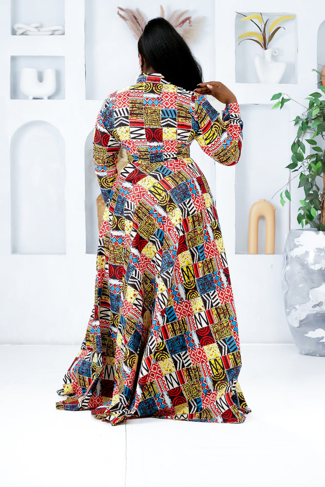 african print maxi dresses Halter Blue & Yellow Multi This limitless African print dress can be worn with a choice of flats or heels depending on the occasion Kainene African Print Maxi Dress