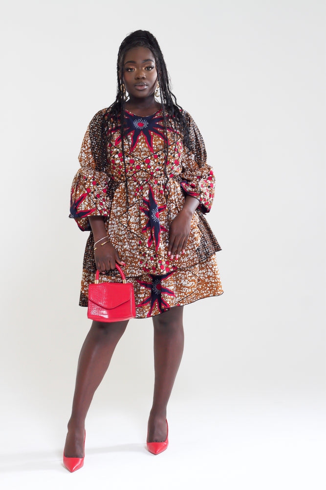 BINTA AFRICAN PRINT STAR PATTERNED DRESS - DESIRE1709