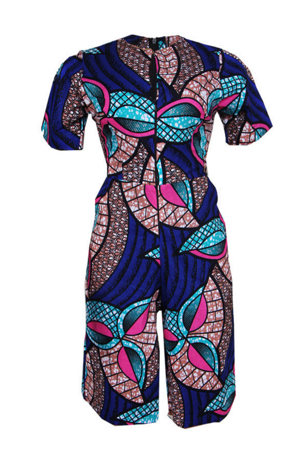 NKOYO ROMPER IN BLUE AND PINK PRINT - DESIRE1709