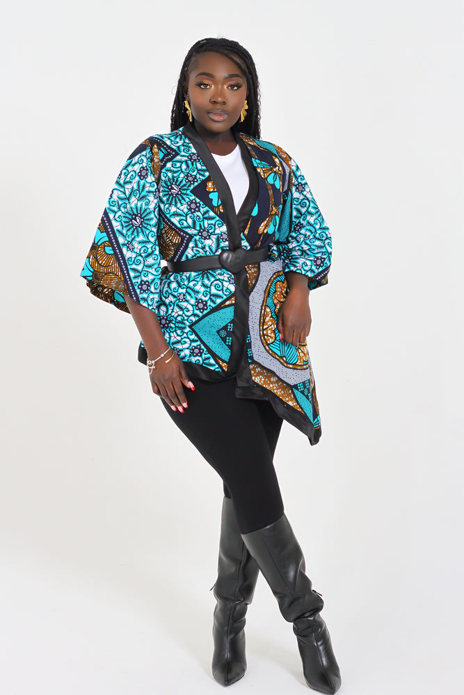 MERCY AFRICAN PRINT ANKARA ASYMMETRIC KIMONO JACKET - DESIRE1709