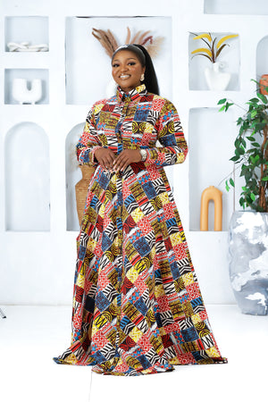 AYABA AFRICAN PRINT MAXI DRESS (Multi) DESIRE1709 AYABA AFRICAN PRINT MAXI DRESS (Multi) DESIRE1709