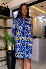 PALESA FRILL DETAIL SHIRT DRESS (BLUE)