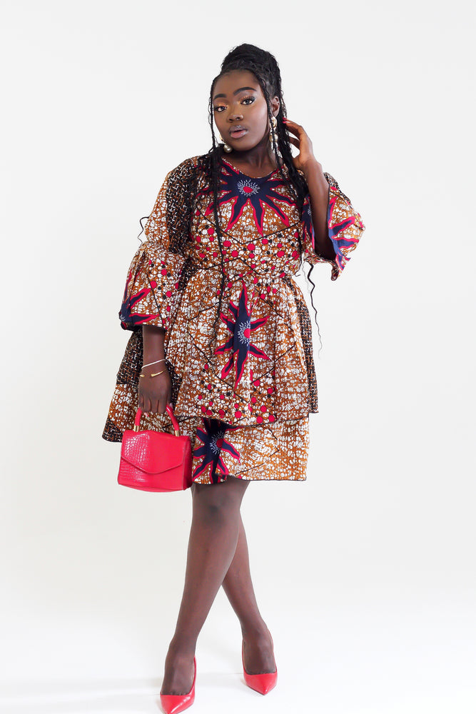 BINTA AFRICAN PRINT STAR PATTERNED DRESS - DESIRE1709