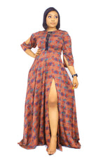 ADELE MESH INSERT MAXI DRESS WITH SLIT