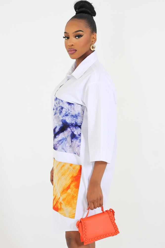 NAYA ADIRE POCKET BOYFRIEND SHIRT DRESS - DESIRE1709