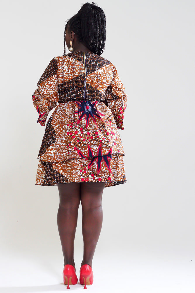 BINTA AFRICAN PRINT STAR PATTERNED DRESS - DESIRE1709