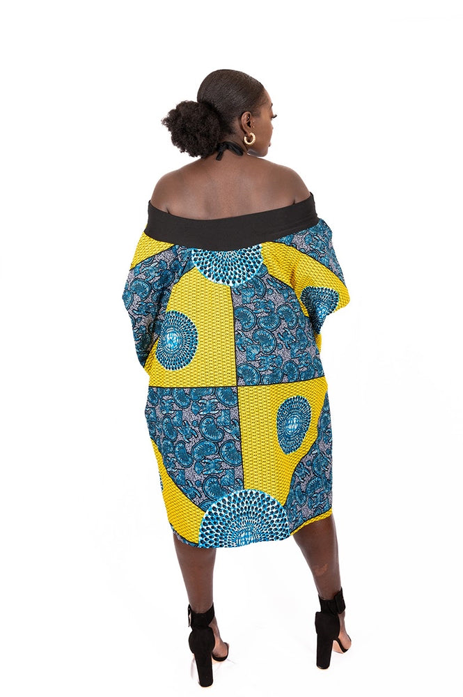 NABILA AFRICAN PRINT ANKARA OFF SHOULDER DRESS - DESIRE1709