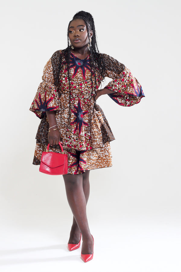 BINTA AFRICAN PRINT STAR PATTERNED DRESS - DESIRE1709