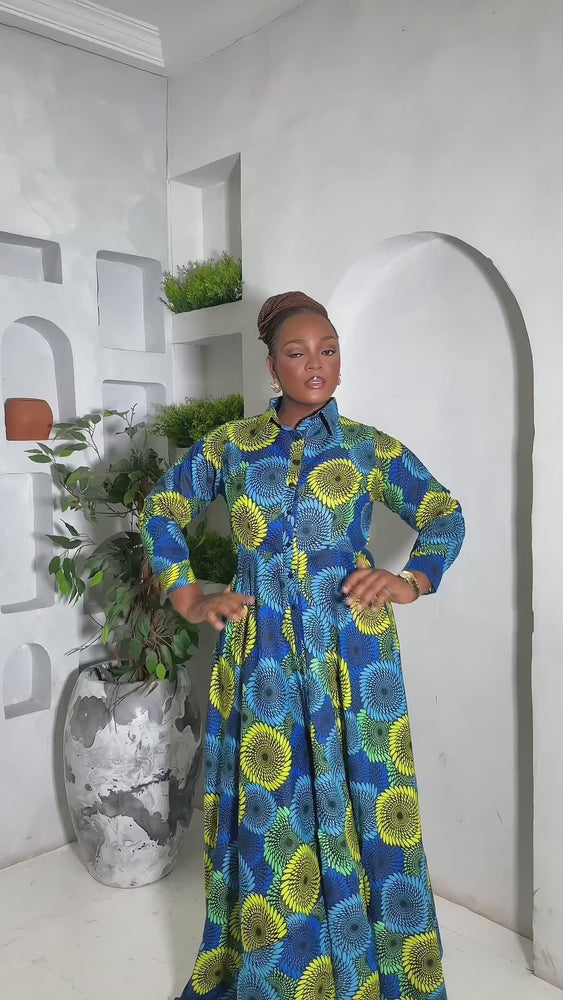
                
                    Load and play video in Gallery viewer, AYABA AFRICAN PRINT MAXI DRESS (Circles)
                
            