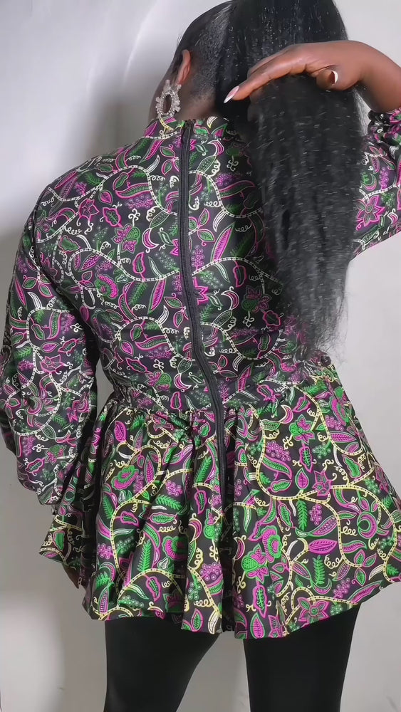 
                
                    Load and play video in Gallery viewer, LEWA AFRICAN PRINT ANKARA TIE NECK TOP(PINK)
                
            