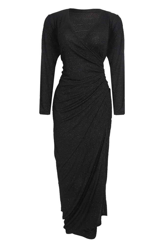 Zurie Sparkle Black Wrap Dress