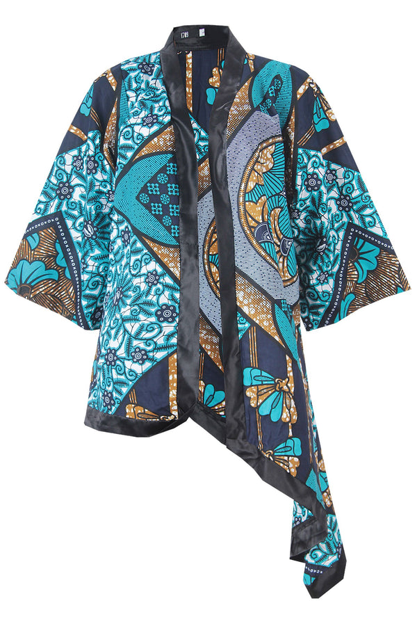 MERCY AFRICAN PRINT ANKARA ASYMMETRIC KIMONO JACKET - DESIRE1709