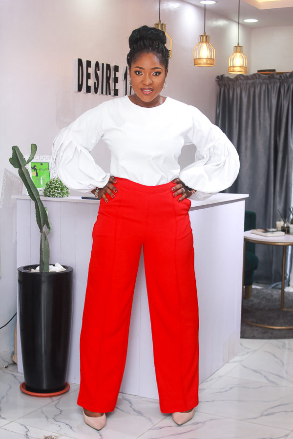 WHITE PUFFY SLEEVES BLOUSE